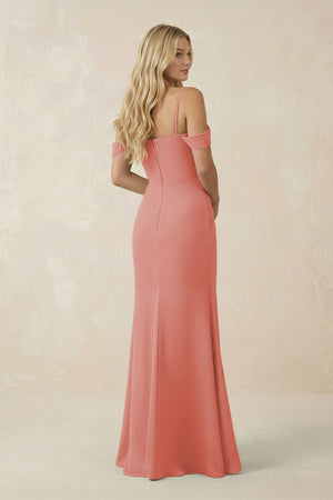 Off - the - Shoulder Sheath Chiffon Ruched Bridesmaid Dress in Mulberry - KissProm Bridesmaid Dresses