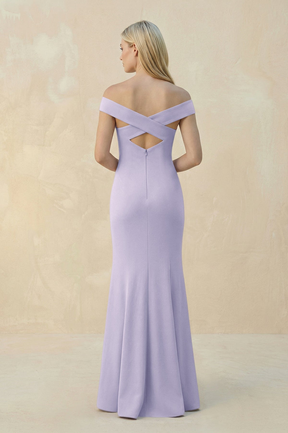 Off - the - Shoulder Sheath Matte Satin Bridesmaid Dress in Vintage Mauve - KissProm Bridesmaid Dresses