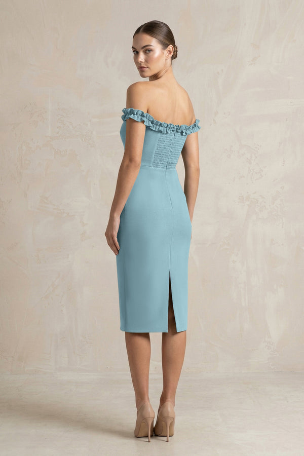 dusty blue bodycon dress V-Neck Mini/Short Satin Cocktail Bodycon May Queen MQ2206 main image 0