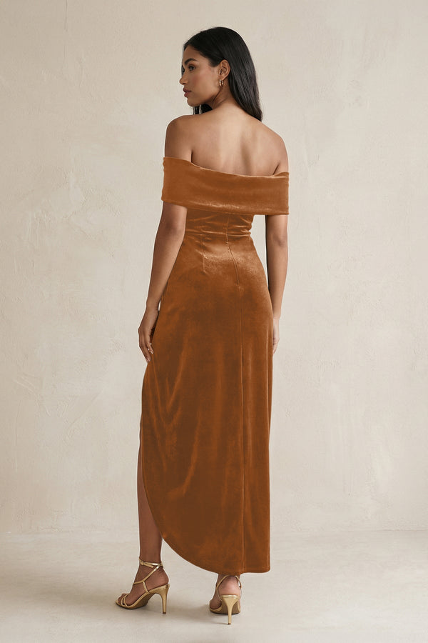 velvet brown bridesmaid dress KissProm