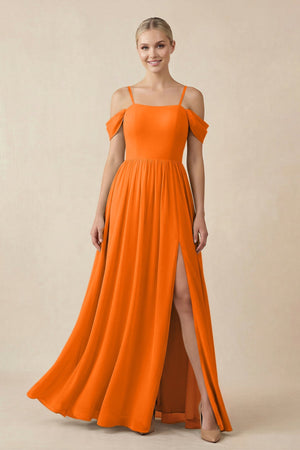 Off - the - Shoulder Sweetheart A - Line Chiffon Bridesmaid Dress in Cinnamon - KissProm Bridesmaid Dresses