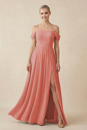 Off - the - Shoulder Sweetheart A - Line Chiffon Bridesmaid Dress in Mulberry - KissProm Bridesmaid Dresses
