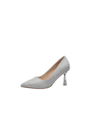 Office Shoes Microfiber Leather Close Toe Stiletto Heel With Sparkling Glitter - KissProm