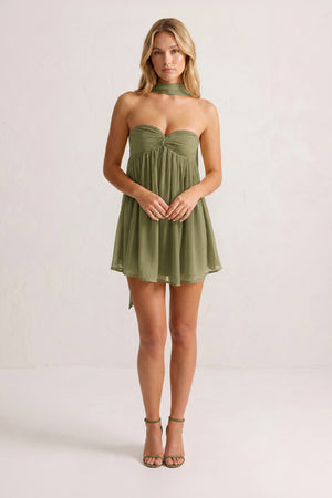 Olive Sweetheart Ruched A-Line Chiffon Homecoming Dress (5) | KISSPROM
