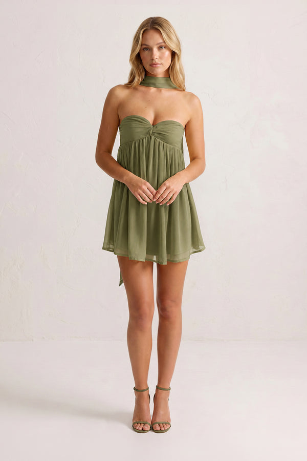 Olive Sweetheart Ruched A-Line Chiffon Homecoming Dress (5) | KISSPROM