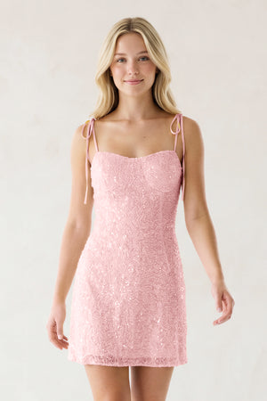Pink Sweetheart  A Line Sequins Short Homecoming Dresses -KISSPROM