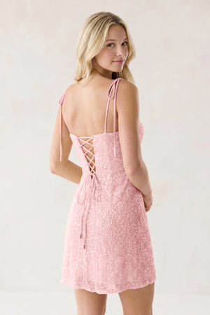 Pink Sweetheart  A Line Sequins Short Homecoming Dresses -KISSPROM