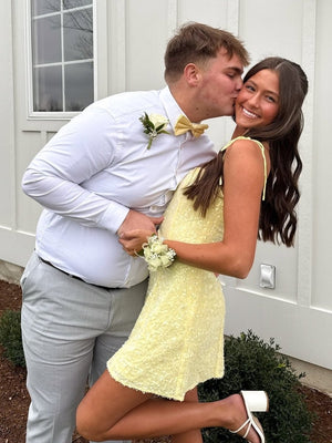 Omia | Yellow - Spaghetti Straps A Line Sequins Short Homecoming Dresses