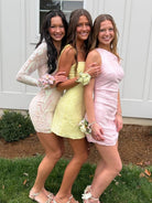 Omia | Yellow - Spaghetti Straps A Line Sequins Short Homecoming Dresses