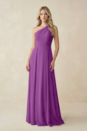 One - Shoulder A - Line Chiffon Bridesmaid Dress in Amethyst - KissProm Bridesmaid Dresses