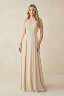 One - Shoulder A - Line Chiffon Bridesmaid Dress in Champagne - KissProm Bridesmaid Dresses