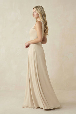 One - Shoulder A - Line Chiffon Bridesmaid Dress in Champagne - KissProm Bridesmaid Dresses