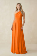 One - Shoulder A - Line Chiffon Bridesmaid Dress in Cinnamon - KissProm Bridesmaid Dresses