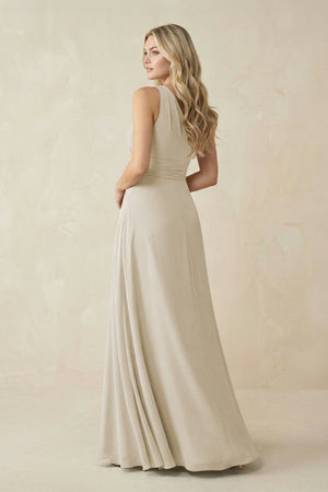 One - Shoulder A - Line Chiffon Bridesmaid Dress in Dove Gray - KissProm Bridesmaid Dresses