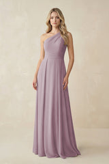 One - Shoulder A - Line Chiffon Bridesmaid Dress in Dusk - KissProm Bridesmaid Dresses