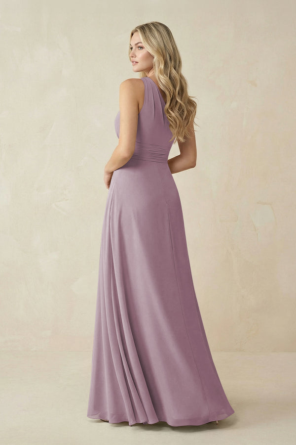 One - Shoulder A - Line Chiffon Bridesmaid Dress in Dusk - KissProm Bridesmaid Dresses