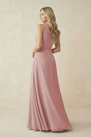 One - Shoulder A - Line Chiffon Bridesmaid Dress in Dusty Rose - KissProm Bridesmaid Dresses