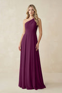 One - Shoulder A - Line Chiffon Bridesmaid Dress in Fig - KissProm Bridesmaid Dresses