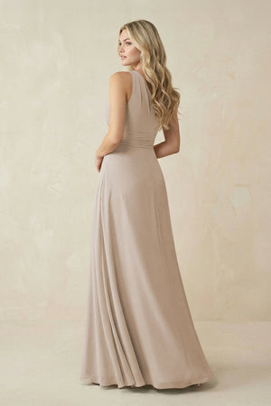 One - Shoulder A - Line Chiffon Bridesmaid Dress in Frost - KissProm Bridesmaid Dresses