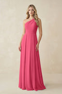 One - Shoulder A - Line Chiffon Bridesmaid Dress in Fuchsia - KissProm Bridesmaid Dresses