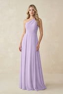 One - Shoulder A - Line Chiffon Bridesmaid Dress in Lavender - KissProm Bridesmaid Dresses