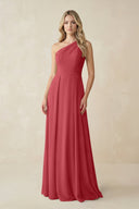One - Shoulder A - Line Chiffon Bridesmaid Dress in Merlot - KissProm Bridesmaid Dresses