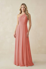 One - Shoulder A - Line Chiffon Bridesmaid Dress in Mulberry - KissProm Bridesmaid Dresses