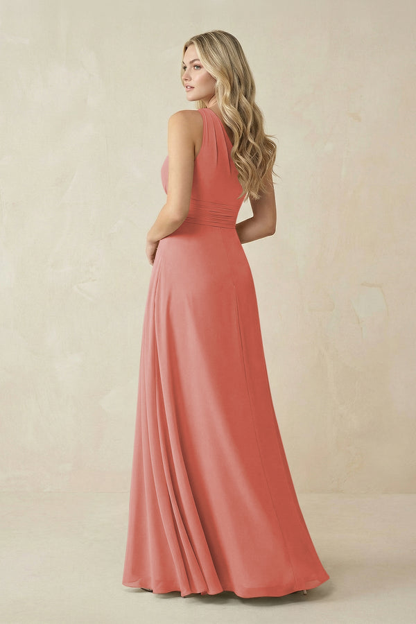 One - Shoulder A - Line Chiffon Bridesmaid Dress in Mulberry - KissProm Bridesmaid Dresses
