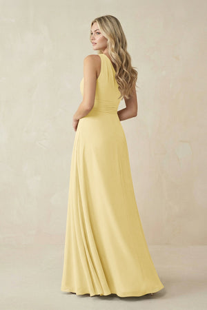 One - Shoulder A - Line Chiffon Bridesmaid Dress in Pastel Yellow - KissProm Bridesmaid Dresses