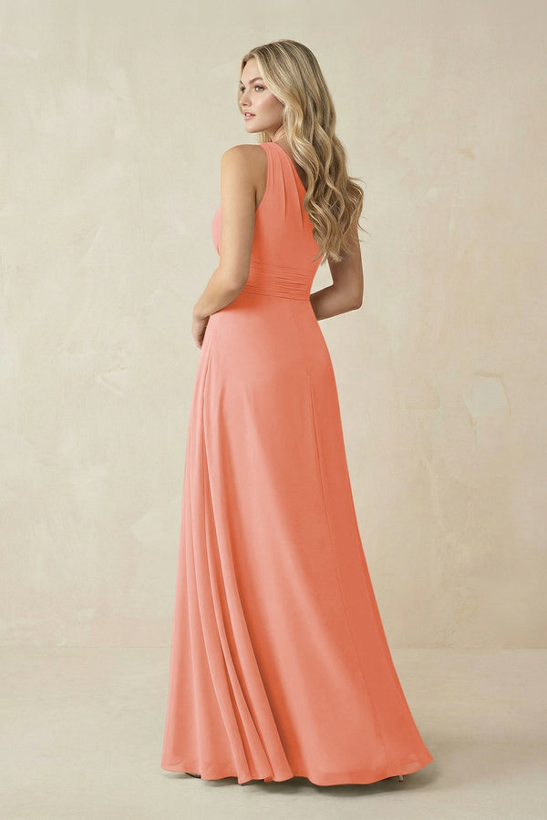 One - Shoulder A - Line Chiffon Bridesmaid Dress in Rosette - KissProm Bridesmaid Dresses