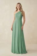 One - Shoulder A - Line Chiffon Bridesmaid Dress in Sea Glass - KissProm Bridesmaid Dresses