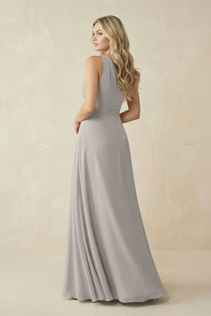 One - Shoulder A - Line Chiffon Bridesmaid Dress in Silver - KissProm Bridesmaid Dresses