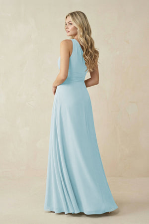 One - Shoulder A - Line Chiffon Bridesmaid Dress in Sky Blue - KissProm Bridesmaid Dresses
