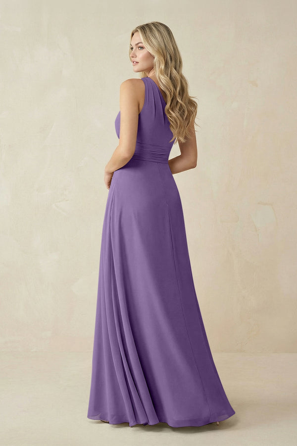 One - Shoulder A - Line Chiffon Bridesmaid Dress in Tahiti - KissProm Bridesmaid Dresses