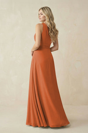 One - Shoulder A - Line Chiffon Bridesmaid Dress in Terracotta - KissProm Bridesmaid Dresses