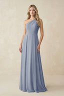One - Shoulder A - Line Chiffon Bridesmaid Dress in Twilight - KissProm Bridesmaid Dresses
