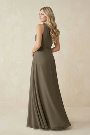 One - Shoulder A - Line Chiffon Bridesmaid Dress in Willow Green - KissProm Bridesmaid Dresses