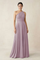 One - Shoulder A - Line Pleated Chiffon Bridesmaid Dress in Dusk - KissProm Bridesmaid Dresses