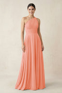 One - Shoulder A - Line Pleated Chiffon Bridesmaid Dress in Rosette - KissProm Bridesmaid Dresses