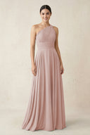 One - Shoulder A - Line Pleated Chiffon Bridesmaid Dress in Toffee - KissProm Bridesmaid Dresses