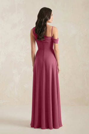 One - Shoulder Chiffon A - Line Bridesmaid Dress in Desert Rose - KissProm Bridesmaid Dresses