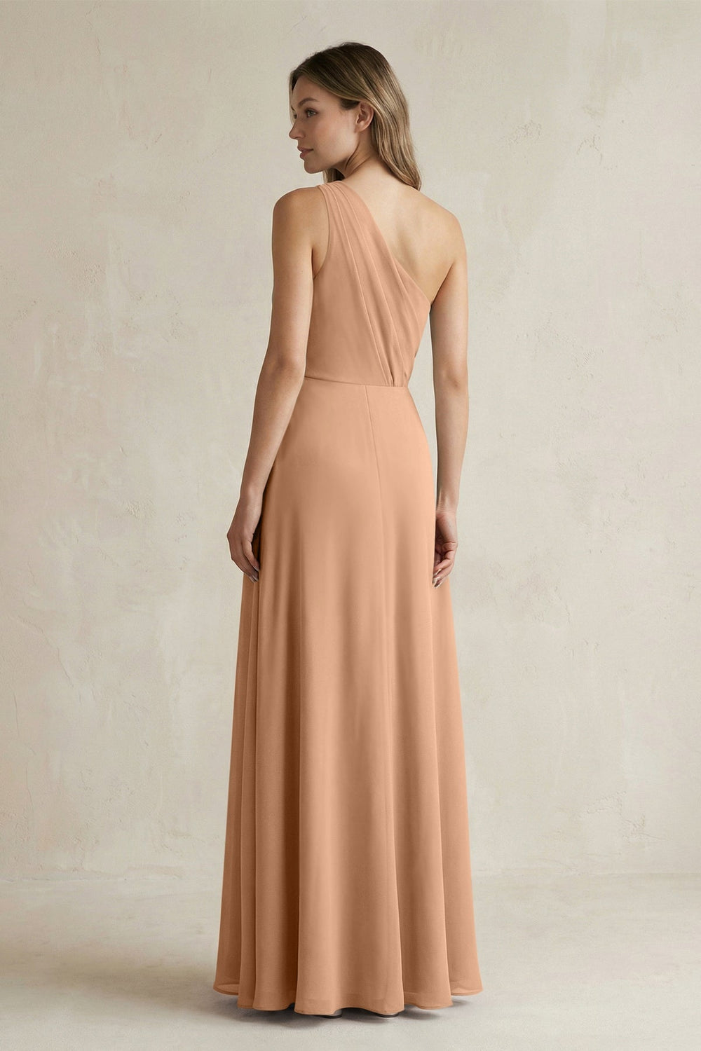 One-Shoulder Chiffon A-Line Bridesmaid Dress With Slit in Bronzer - KissProm BRIDESMAID DRESSES