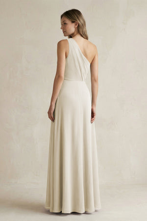One-Shoulder Chiffon A-Line Bridesmaid Dress With Slit in Dove Gray - KissProm BRIDESMAID DRESSES