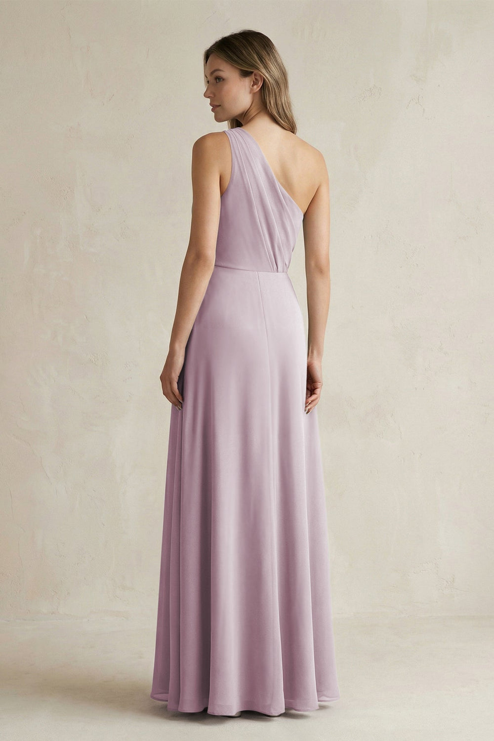 One-Shoulder Chiffon A-Line Bridesmaid Dress With Slit in Dusk - KissProm BRIDESMAID DRESSES