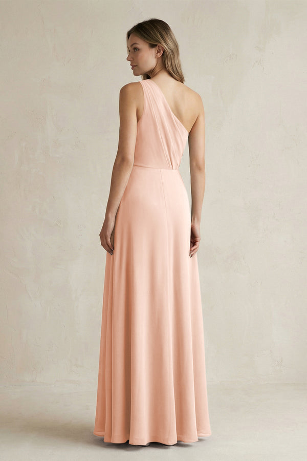 a line one shoulder chiffon dress Celia Convertible A-line One Shoulder Floor Length Chiffon Bridesmaid Dresses, Cabernet main image 1