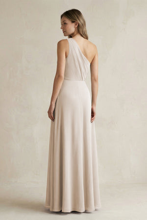 One-Shoulder Chiffon A-Line Bridesmaid Dress With Slit in Frost - KissProm BRIDESMAID DRESSES