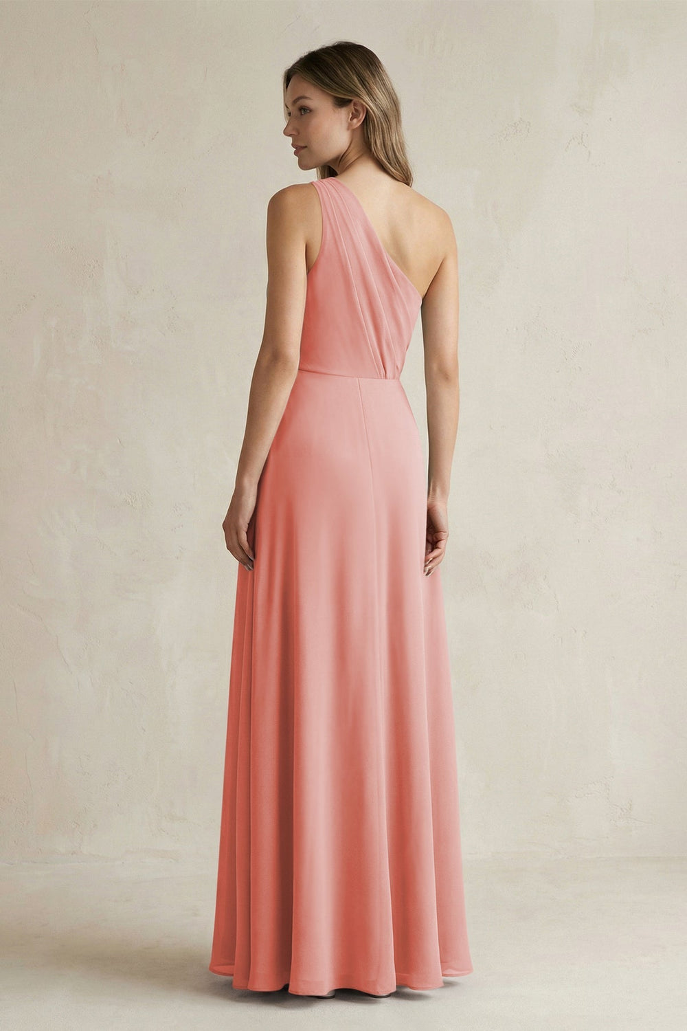 One-Shoulder Chiffon A-Line Bridesmaid Dress With Slit in Mulberry - KissProm BRIDESMAID DRESSES