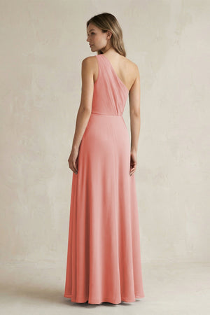 One-Shoulder Chiffon A-Line Bridesmaid Dress With Slit in Mulberry - KissProm BRIDESMAID DRESSES