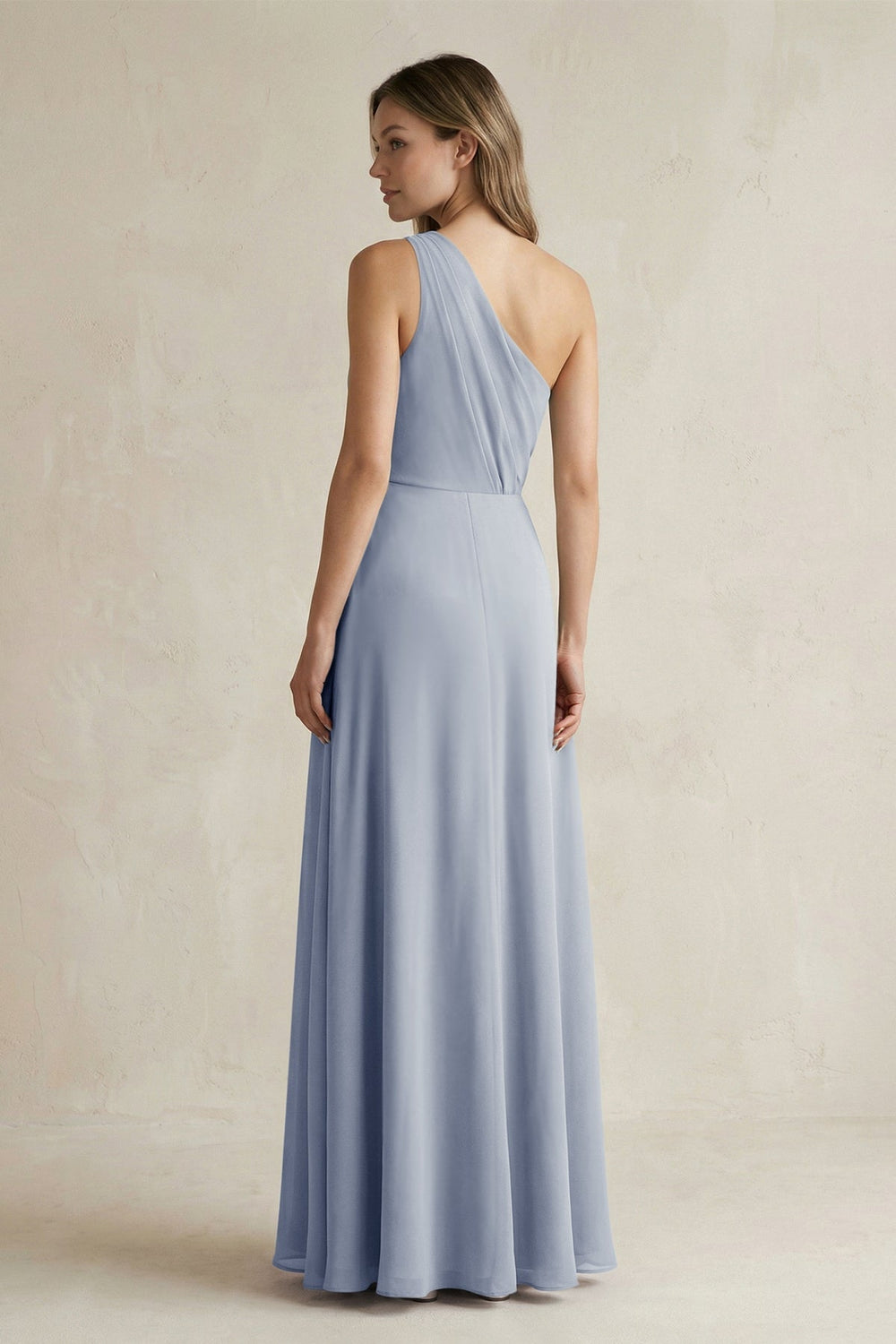 One-Shoulder Chiffon A-Line Bridesmaid Dress With Slit in Twilight - KissProm BRIDESMAID DRESSES