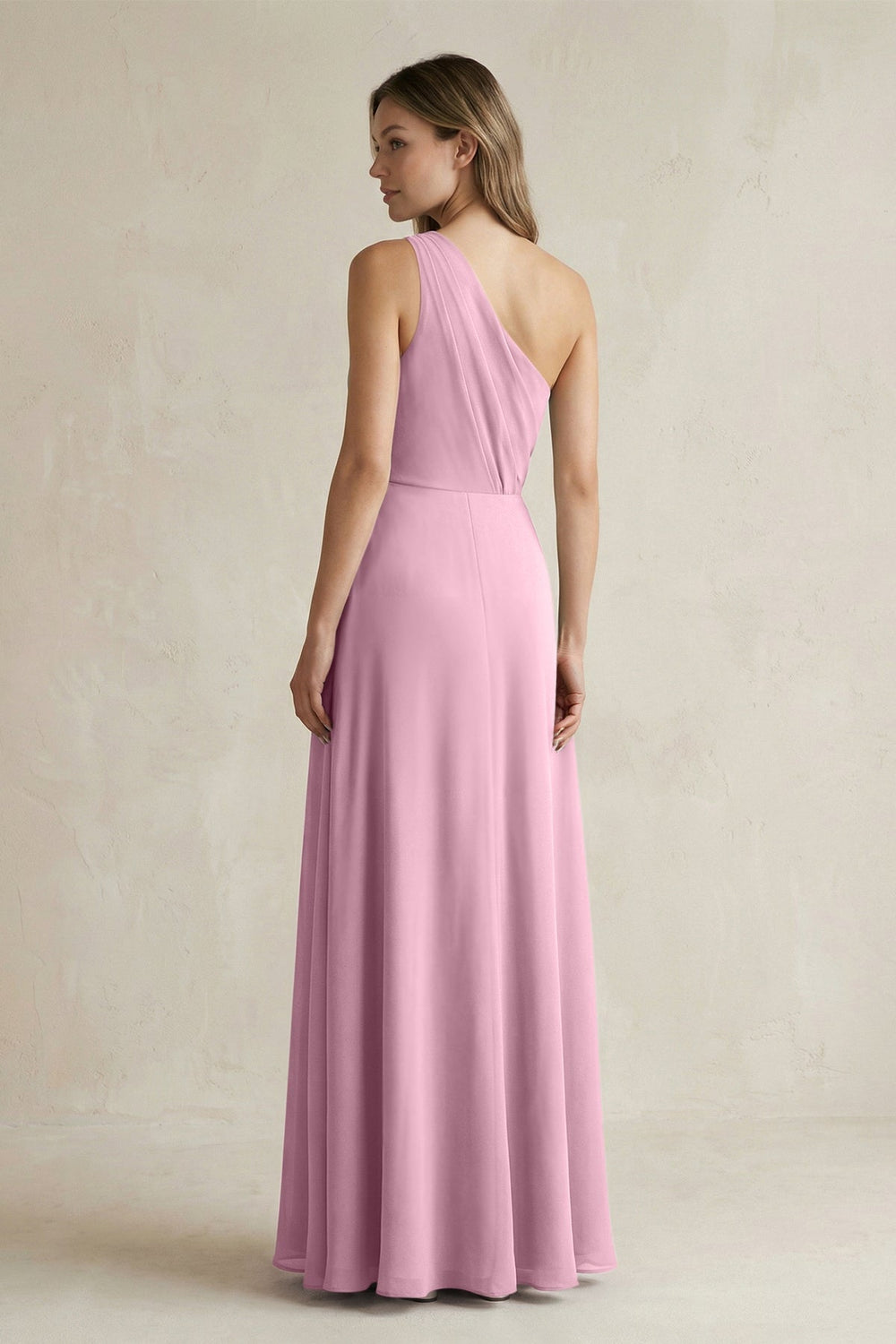 One-Shoulder Chiffon A-Line Bridesmaid Dress With Slit in Vintage Mauve - KissProm BRIDESMAID DRESSES